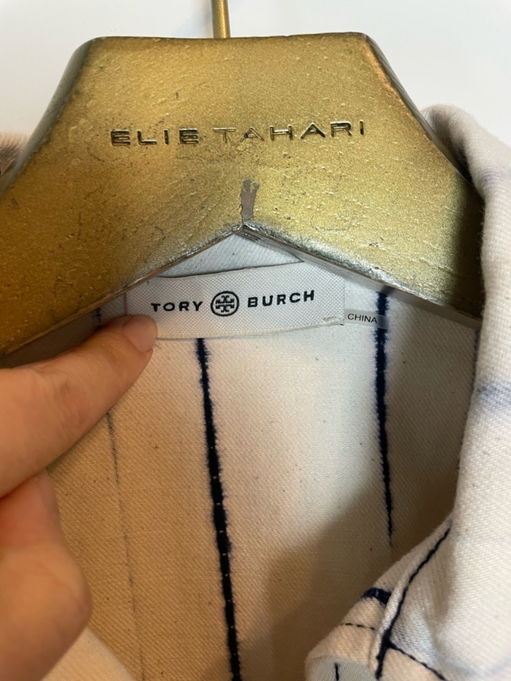 TORY BURCH Wavelength Denim Tie Dye Mini Shift Shirt Collared Dress \\ 10 - Picture 8 of 12